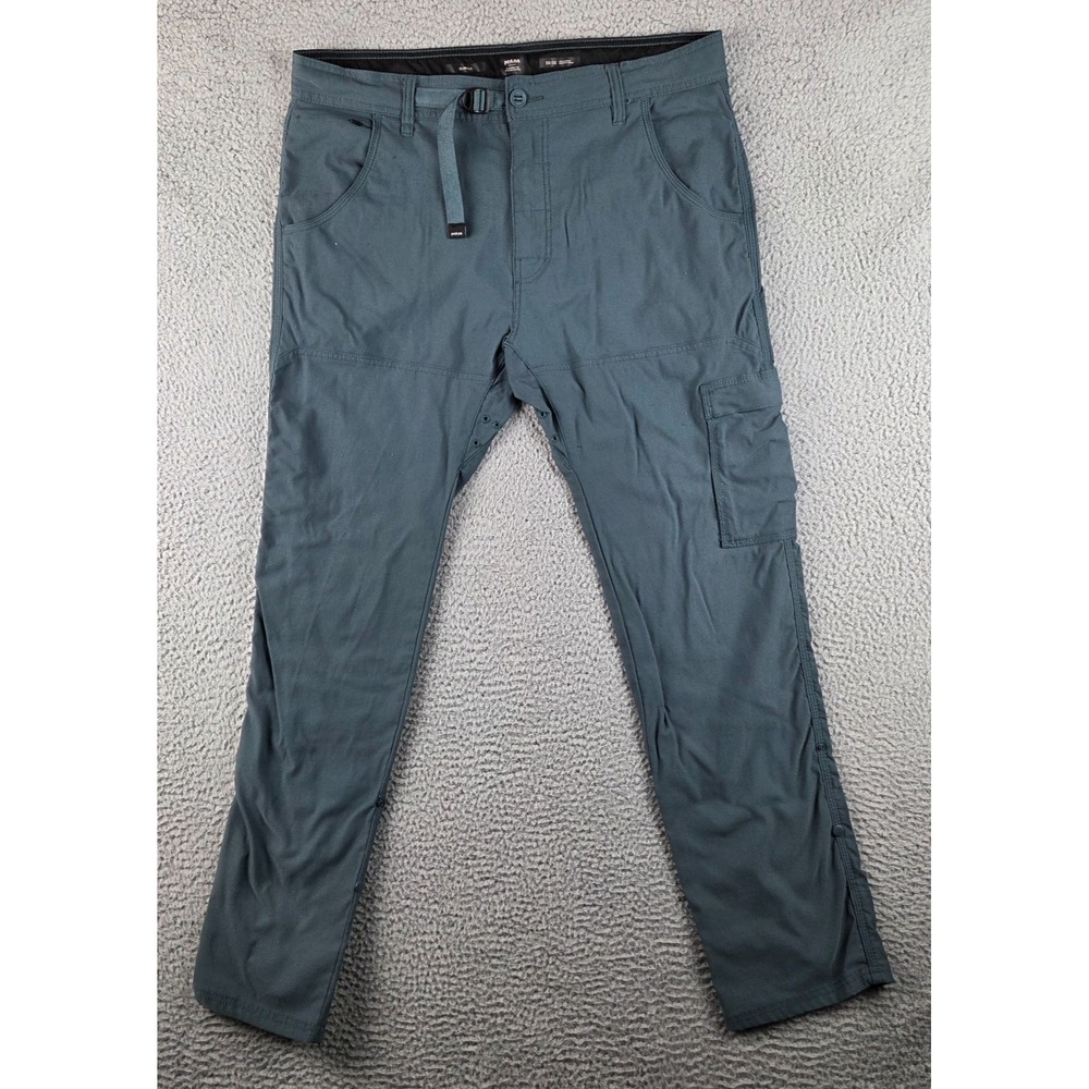 prAna Pants Men 36x32 (36x31) Blue Stretch Zion II Belted Roll Up Hiking Outdoor